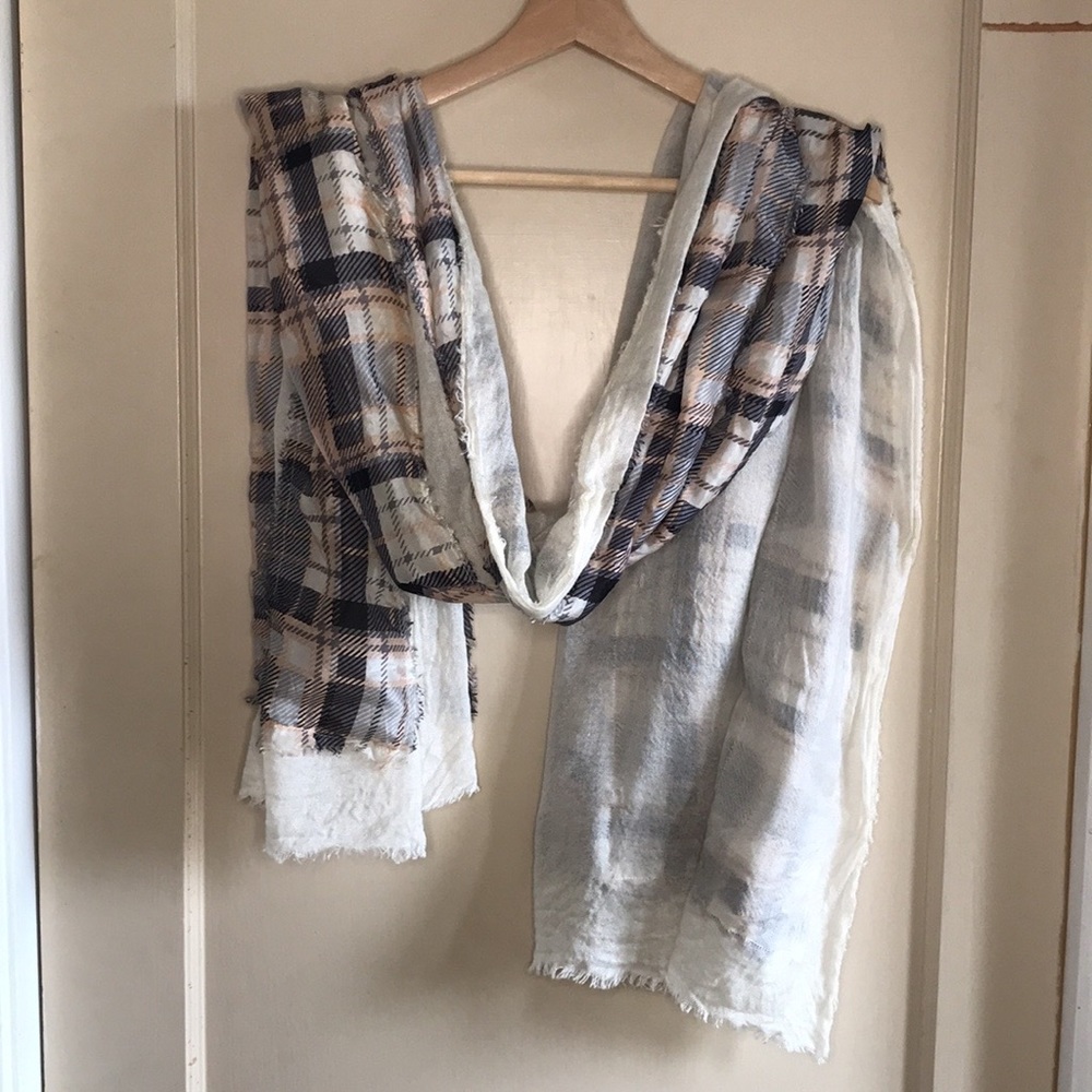 Silk Plaid Patchwork Blanket Scarf - image 1